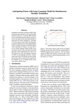 Anticipating Future with Large Language Model for Simultaneous Machine
  Translation