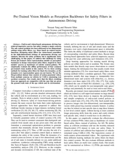 Pre-Trained Vision Models as Perception Backbones for Safety Filters in
  Autonomous Driving