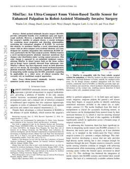 MiniTac: An Ultra-Compact 8 mm Vision-Based Tactile Sensor for Enhanced
  Palpation in Robot-Assisted Minimally Invasive Surgery