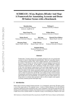 SCRREAM : SCan, Register, REnder And Map:A Framework for Annotating Accurate and Dense 3D Indoor Scenes with a Benchmark
