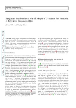 Bregman implementation of Meyer's $G-$norm for cartoon + textures
  decomposition