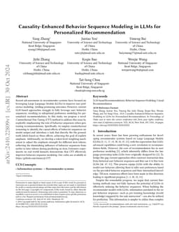 Causality-Enhanced Behavior Sequence Modeling in LLMs for Personalized
  Recommendation