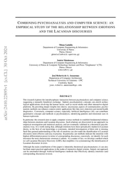 Combining psychoanalysis and computer science: an empirical study of the
  relationship between emotions and the Lacanian discourses