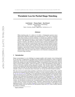 Wormhole Loss for Partial Shape Matching