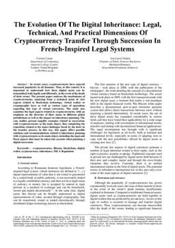 The Evolution Of The Digital Inheritance: Legal, Technical, And
  Practical Dimensions Of Cryptocurrency Transfer Through Succession In
  French-Inspired Legal Systems
