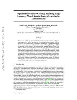 Explainable Behavior Cloning: Teaching Large Language Model Agents
  through Learning by Demonstration