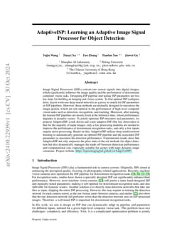 AdaptiveISP: Learning an Adaptive Image Signal Processor for Object
  Detection