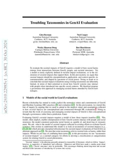 Troubling Taxonomies in GenAI Evaluation