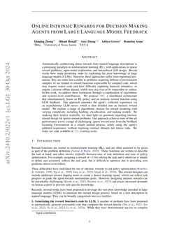 Online Intrinsic Rewards for Decision Making Agents from Large Language
  Model Feedback