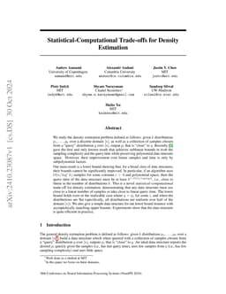 Statistical-Computational Trade-offs for Density Estimation