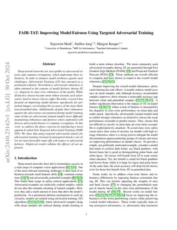 FAIR-TAT: Improving Model Fairness Using Targeted Adversarial Training