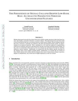 The Persistence of Neural Collapse Despite Low-Rank Bias: An Analytic
  Perspective Through Unconstrained Features