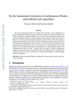 On the fundamental limitations of multiproposal Markov chain Monte Carlo
  algorithms