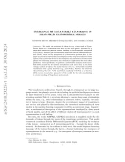 Emergence of meta-stable clustering in mean-field transformer models