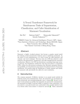 A Transformer Model for Segmentation, Classification, and Caller
  Identification of Marmoset Vocalization
