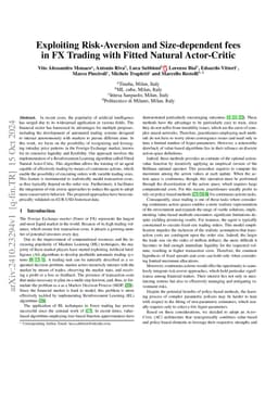 Exploiting Risk-Aversion and Size-dependent fees in FX Trading with
  Fitted Natural Actor-Critic