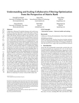 Understanding and Scaling Collaborative Filtering Optimization from the
  Perspective of Matrix Rank