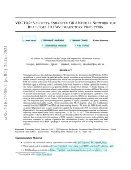 VECTOR: Velocity-Enhanced GRU Neural Network for Real-Time 3D UAV
  Trajectory Prediction