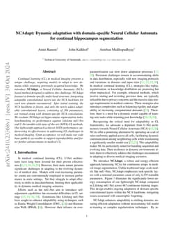 NCAdapt: Dynamic adaptation with domain-specific Neural Cellular
  Automata for continual hippocampus segmentation