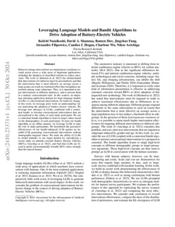 Leveraging Language Models and Bandit Algorithms to Drive Adoption of
  Battery-Electric Vehicles