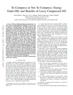 To Compress or Not To Compress: Energy Trade-Offs and Benefits of Lossy
  Compressed I/O