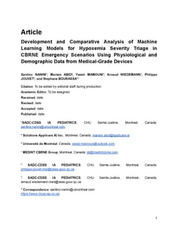 Development and Comparative Analysis of Machine Learning Models for
  Hypoxemia Severity Triage in CBRNE Emergency Scenarios Using Physiological
  and Demographic Data from Medical-Grade Devices