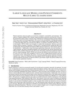 Large Language Models for Patient Comments Multi-Label Classification
