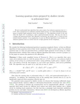 Learning quantum states prepared by shallow circuits in polynomial time