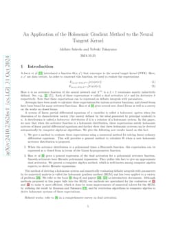 An Application of the Holonomic Gradient Method to the Neural Tangent
  Kernel