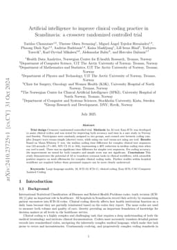 Artificial intelligence to improve clinical coding practice in
  Scandinavia: a crossover randomized controlled trial