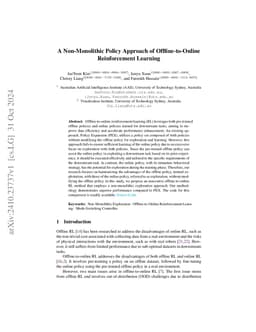 A Non-Monolithic Policy Approach of Offline-to-Online Reinforcement
  Learning