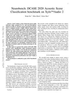 Neurobench: DCASE 2020 Acoustic Scene Classification benchmark on
  XyloAudio 2