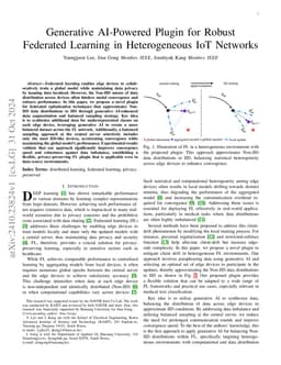 Generative AI-Powered Plugin for Robust Federated Learning in Heterogeneous IoT Networks