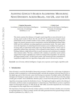 Auditing Google's Search Algorithm: Measuring News Diversity Across
  Brazil, the UK, and the US