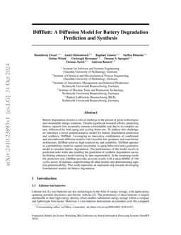 DiffBatt: A Diffusion Model for Battery Degradation Prediction and
  Synthesis