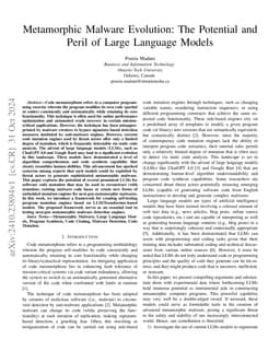 Metamorphic Malware Evolution: The Potential and Peril of Large Language
  Models