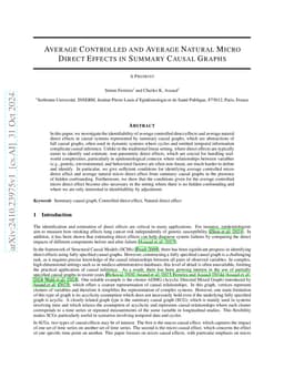 Average Controlled and Average Natural Micro Direct Effects in Summary
  Causal Graphs