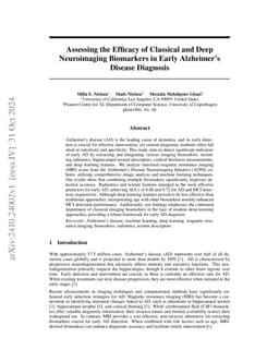 Assessing the Efficacy of Classical and Deep Neuroimaging Biomarkers in
  Early Alzheimer's Disease Diagnosis