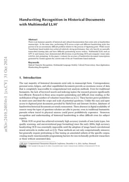 Handwriting Recognition in Historical Documents with Multimodal LLM