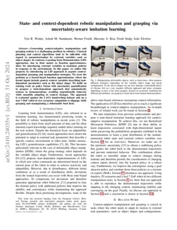State- and context-dependent robotic manipulation and grasping via
  uncertainty-aware imitation learning