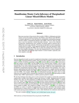 Hamiltonian Monte Carlo Inference of Marginalized Linear Mixed-Effects Models