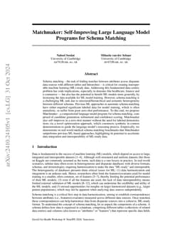 Matchmaker: Self-Improving Large Language Model Programs for Schema
  Matching