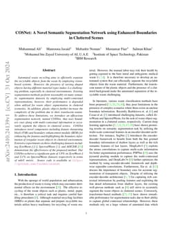 COSNet: A Novel Semantic Segmentation Network using Enhanced Boundaries
  in Cluttered Scenes