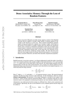 Dense Associative Memory Through the Lens of Random Features