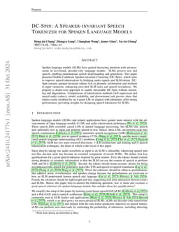 DC-Spin: A Speaker-invariant Speech Tokenizer for Spoken Language Models