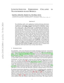 Length-Induced Embedding Collapse in Transformer-based Models