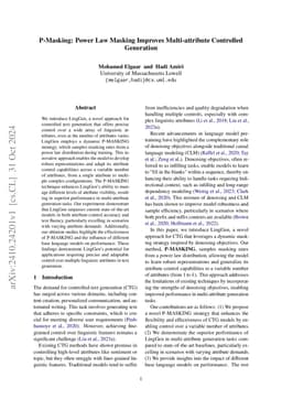 P-Masking: Power Law Masking Improves Multi-attribute Controlled
  Generation