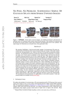 No Pose, No Problem: Surprisingly Simple 3D Gaussian Splats from Sparse
  Unposed Images