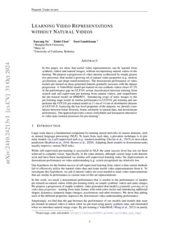 Learning Video Representations without Natural Videos