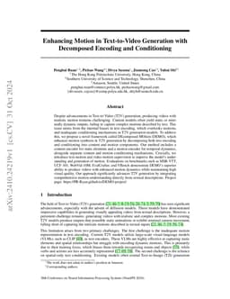 Enhancing Motion in Text-to-Video Generation with Decomposed Encoding
  and Conditioning